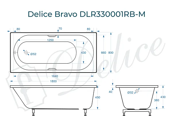 Ванна из искусственного камня Delice Bravo DLR330001RB-M фото 1