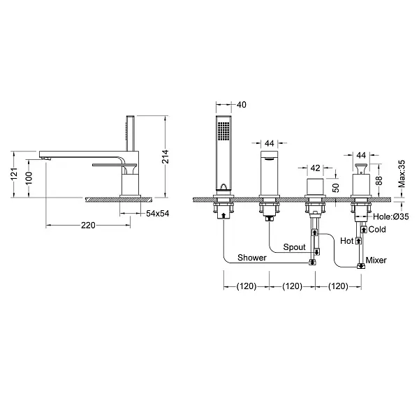 Смеситель на борт ванны TIMO Torne 4330/17Y фото 2