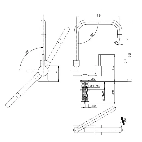 Смеситель для кухонной мойки PAINI Cox 78CR582KM фото 8