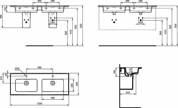 Раковина Ideal Standard Strada II 124 см T363601 фото 3