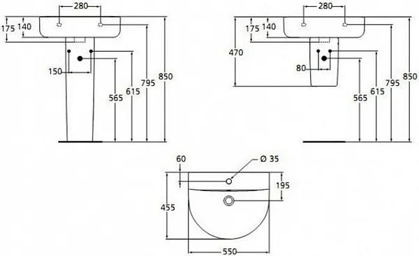 Раковина Ideal Standard Connect Arc 55 см E785401 фото 7