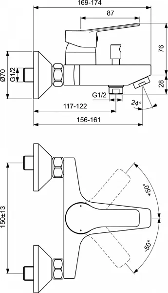 Смеситель Ideal Standard Entella BC236AA для ванны с душем фото 2