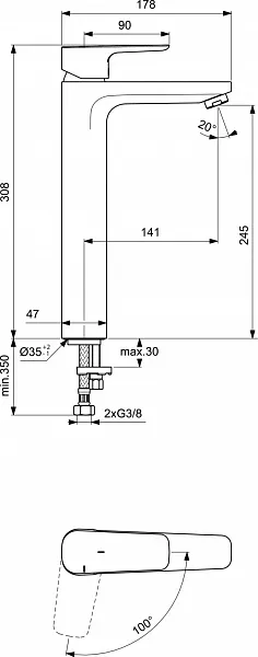 Смеситель Ideal Standard Ceraplan lll BC571AA для раковины-чаши фото 2