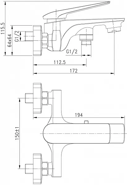 Смеситель Lemark Allegro LM5914CW для ванны с душем фото 2
