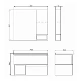 Зеркало Comforty Турин 75x80 00004144198CF правая с полочкой фото 3