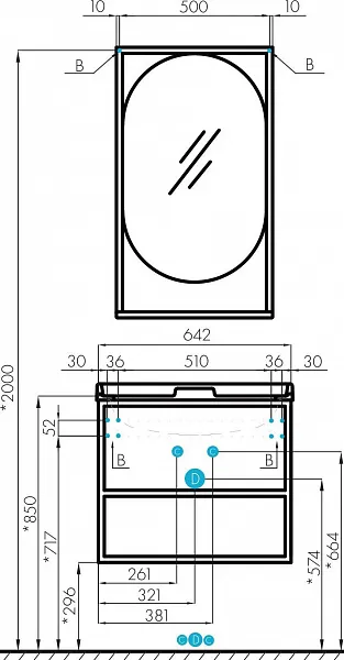 Зеркало Акватон Лофт Фабрик 52x90 см 1A242502LTDY0 фото 3