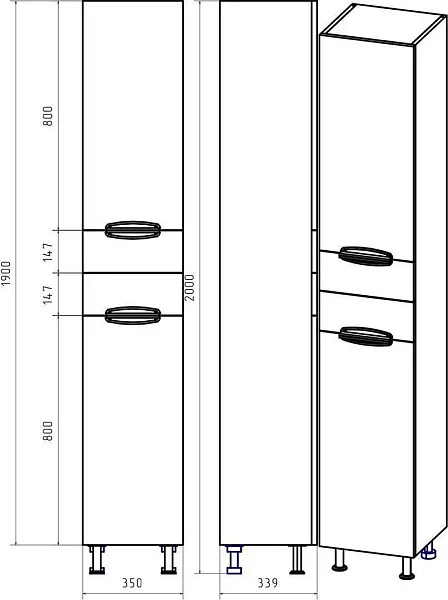 Шкаф-пенал Misty Жасмин 35х200 П-Жас05035-011П правый фото 6