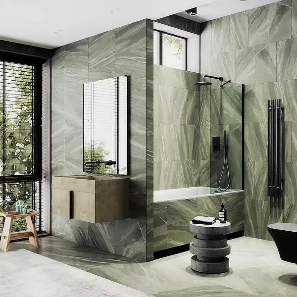 Шторка для ванны MaybahGlass 80x140 MGV-64-6ш профиль черный стекло бесцветное фото 1