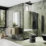 Шторка для ванны MaybahGlass 70x140 MGV-81-6ш профиль черный стекло графит фото 4