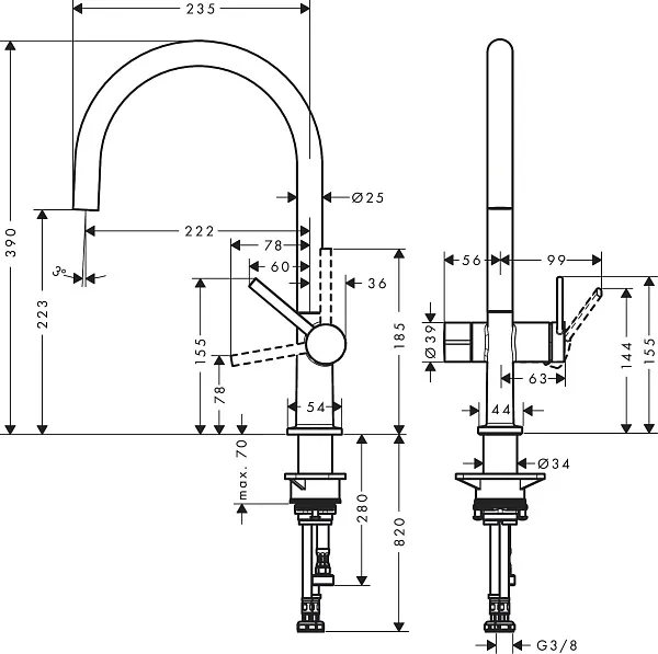 Смеситель Hansgrohe Talis M54 72805000 для кухонной мойки фото 2