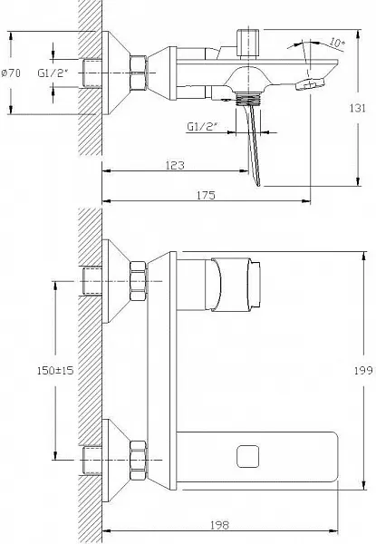Смеситель Rossinka RS27 RS27-31 для ванны с душем фото 2