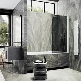 Шторка для ванны MaybahGlass 50x140 MGV-608-1 профиль белый стекло графит фото 2