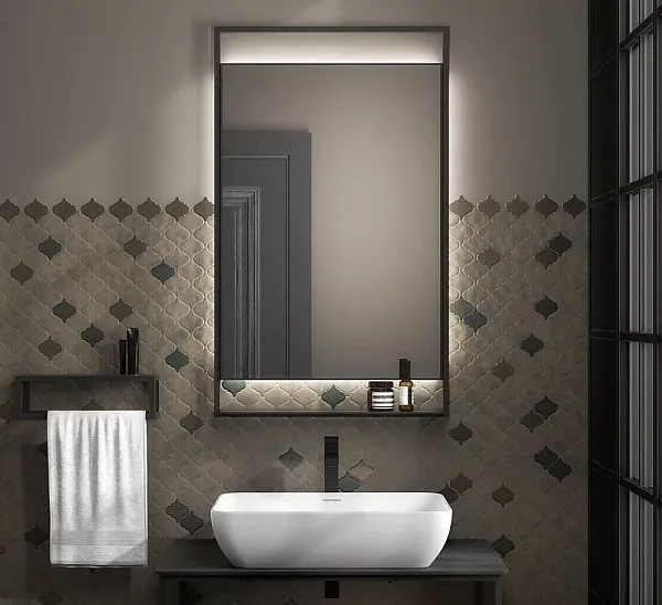Зеркало Kerama Marazzi Plaza 60x100 PL.N.mi.P.60\BLK с подсветкой с полочкой фото 1