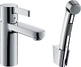 Смеситель Hansgrohe Metris S 31160000 для раковины с гигиеническим душем фото 1