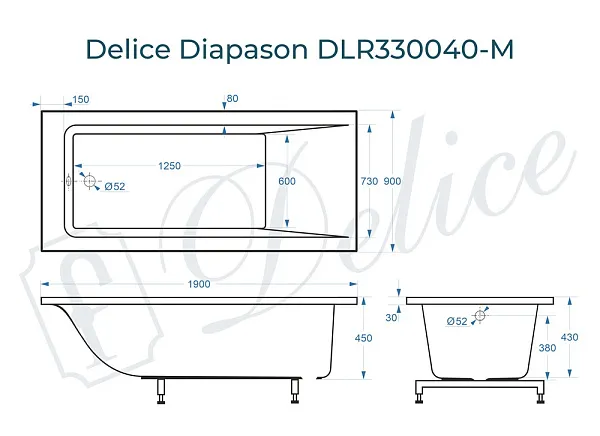 Ванна из искусственного камня Delice Diapason DLR330040-M фото 1