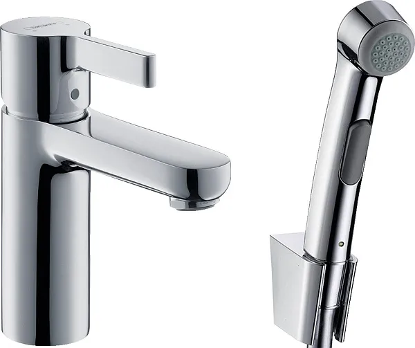 Смеситель Hansgrohe Metris S 31160000 для раковины с гигиеническим душем фото 1
