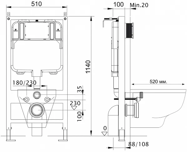 Инсталляция для унитаза Aquatek Slim INS-0000004 фото 2