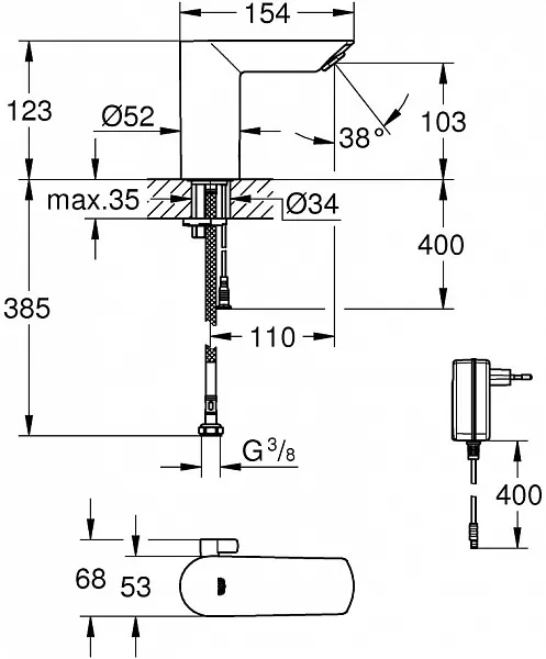 Смеситель Grohe Bau Cosmopolitan E 36453000 для раковины фото 10