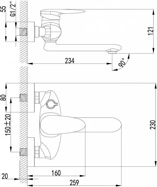 Смеситель Lemark Status LM4414C для ванны с душем фото 2