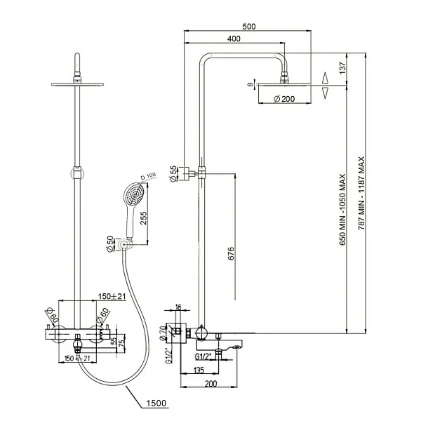 Душевая стойка PAINI Cox 78YO687TH1KM фото 9