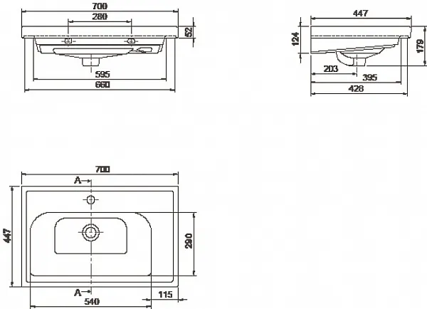 Раковина CeraStyle Frame 70 см 031100-u фото 3