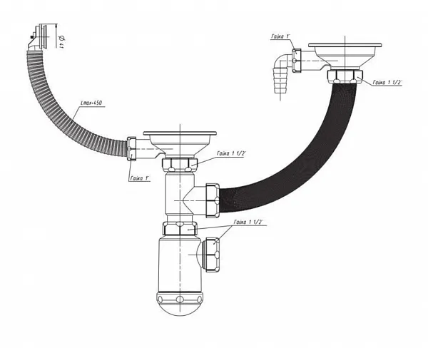 Сифон GranFest СНР 391-11-01 PROMO для кухонной мойки фото 2