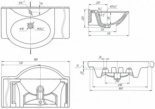Мебельная раковина Dreja Дрея 90 640276 левая фото 2