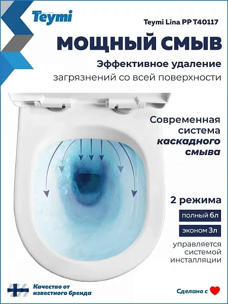 Унитаз подвесной Teymi Milana W01828 подвесной безободковый с микролифтом фото 2