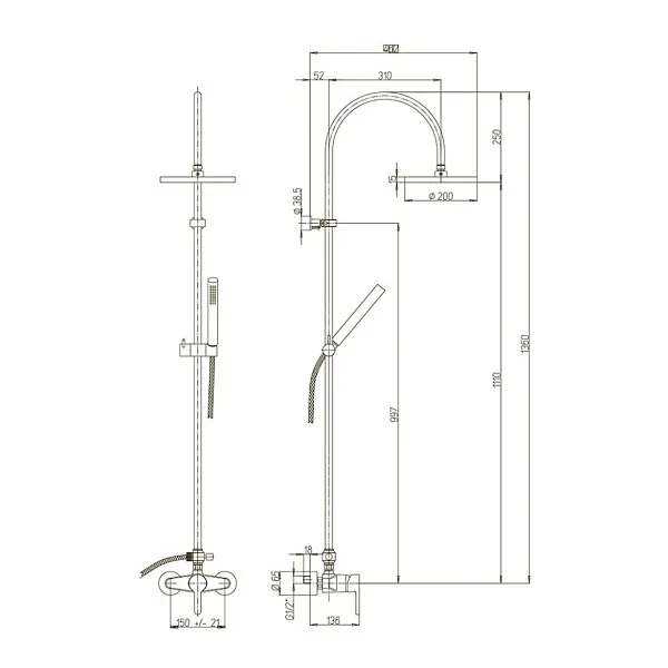 Душевая стойка PAINI Arena 92CR6891P1 фото 3