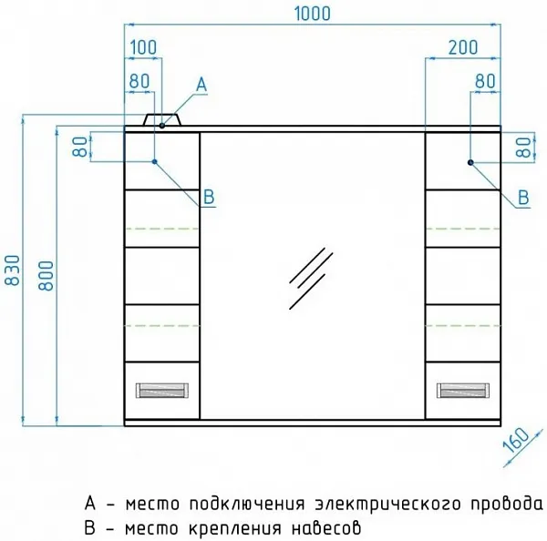 Зеркало Style Line Ирис 100x83 ЛС-00000175 с полочкой и подсветкой фото 4
