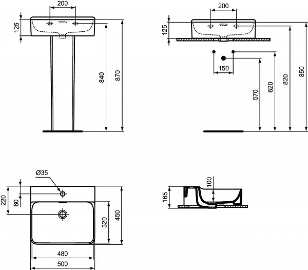 Раковина Ideal Standard Conca 50 см T369001 фото 9