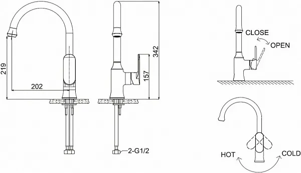 Смеситель Bravat Opal F7125183CP-RUS для кухонной мойки фото 2