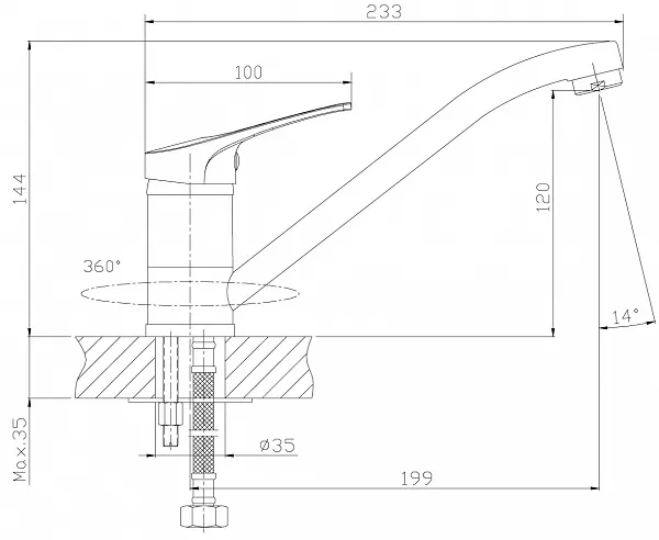 Смеситель Rossinka B B35-21 для кухонной мойки фото 3