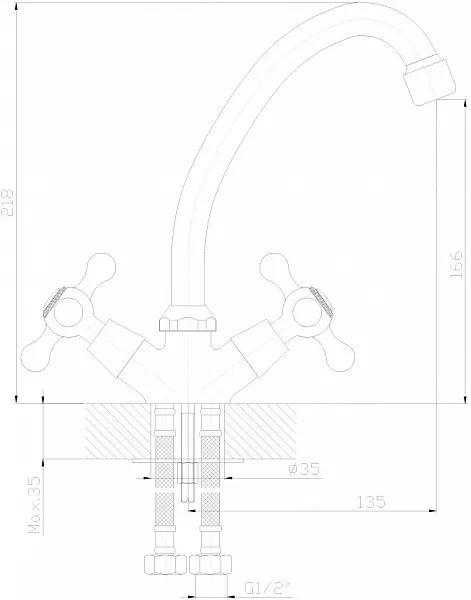 Смеситель Decoroom DR49 DR49028 для кухонной мойки фото 2
