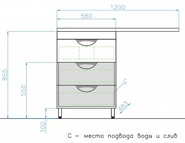 Тумба с раковиной Style Line Жасмин 120 напольная левая фото 6