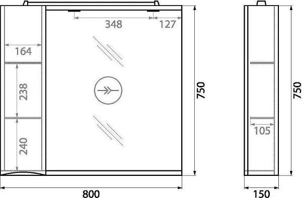 Зеркало-шкаф BelBagno Marino 80x75 MARINO-SPC-800/750-1A-BL-P-L левое с подсветкой фото 14