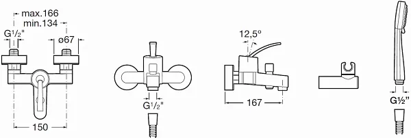 Смеситель Roca Moai 5A0146C02 для ванны с душем фото 2