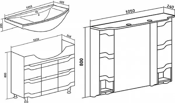 Мебель для ванной Runo Стиль 105 напольная фото 8