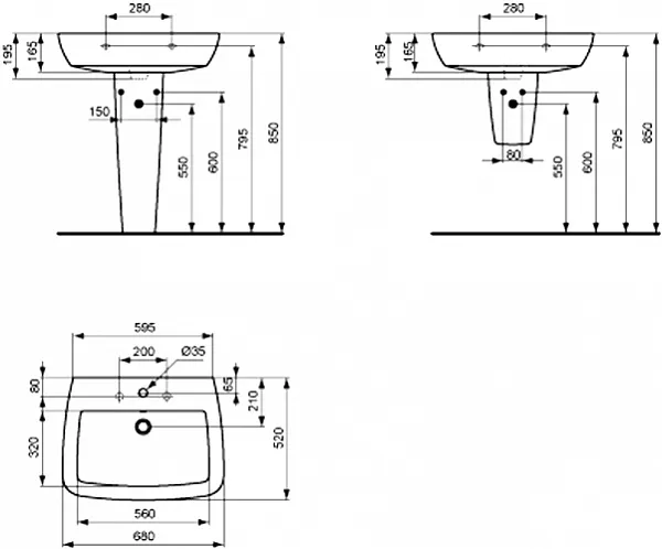 Раковина Ideal Standard Ventuno 68 см T015401 фото 5