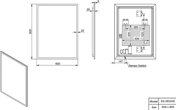 Зеркало Esbano 60x80 ESMI2632HD с подсветкой фото 3