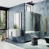 Шторка для ванны MaybahGlass 80x140 MGV-82-3ш профиль золото стекло графит фото 2