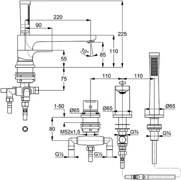 Смеситель Kludi Zenta SL 484480565 для ванны с душем фото 2