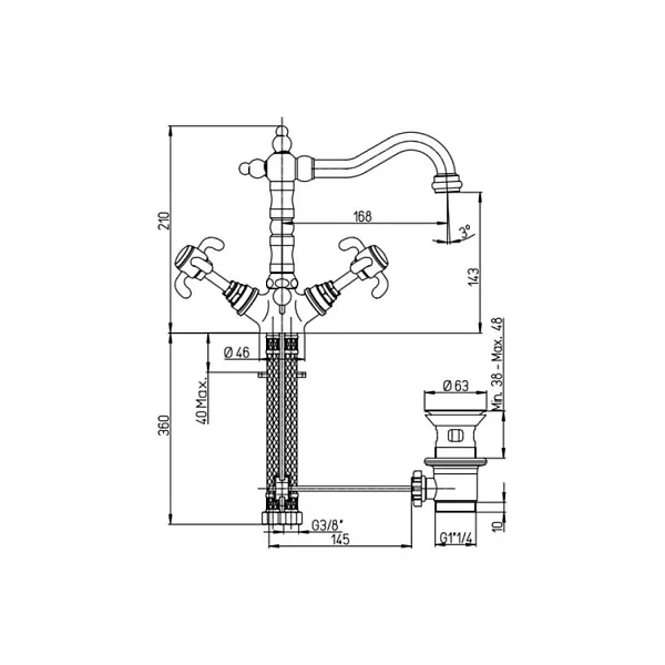 Смеситель для раковины PAINI Ornellaia 87CR250BLMKM фото 11