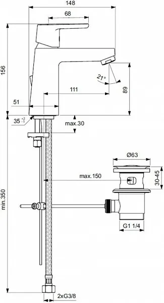 Смеситель Ideal Standard Vito B0455AA для раковины с донным клапаном фото 4