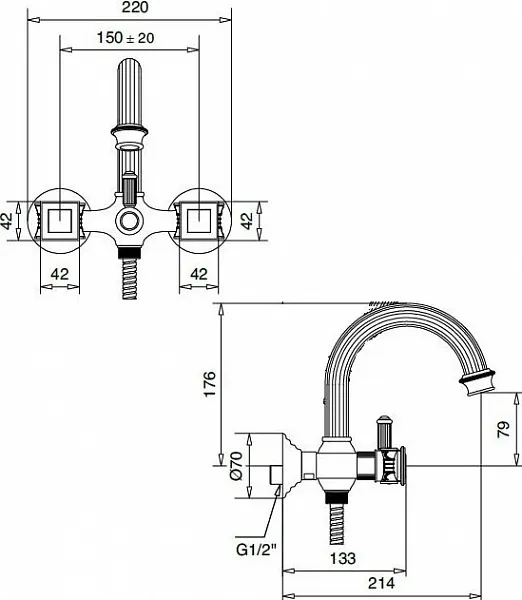 Смеситель Cezares Olimp OLIMP-VD-02-O для ванны с душем фото 2