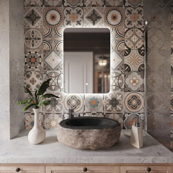 Зеркало Mixline Алон радиус 70x50 4620077046815 с подсветкой фото 2