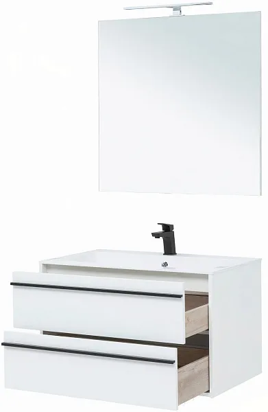 Мебель для ванной Aquanet Lino 90 подвесная белая матовая фото 3