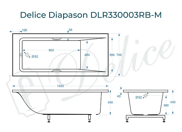 Ванна из искусственного камня Delice Diapason DLR330003RB-M фото 1