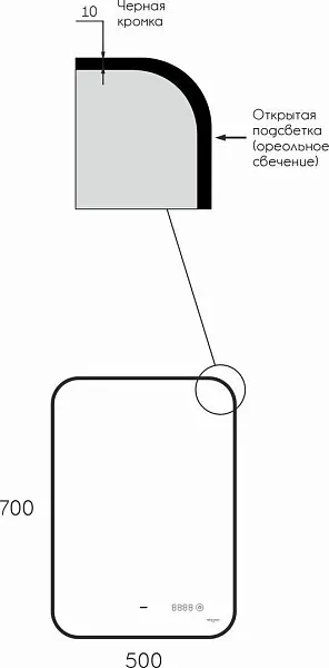 Зеркало Reflection Black View 50x70 RF4001BV с подсветкой фото 10