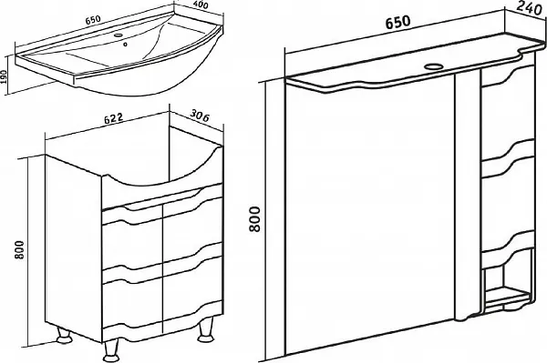 Мебель для ванной Runo Стиль 65 напольная фото 8